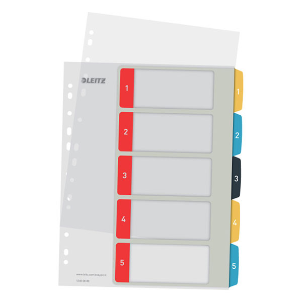 Leitz Cosy bedrukbare plastic tabbladen A4 met 5 tabs (11-gaats) 12400000 226365 - 1