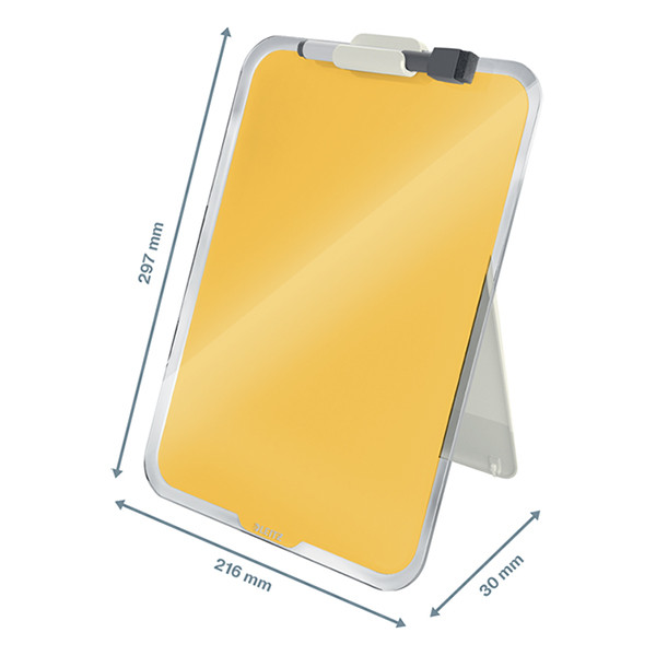 Leitz Cosy bureau flipover glasbord warm geel met marker 39470019 226427 - 4