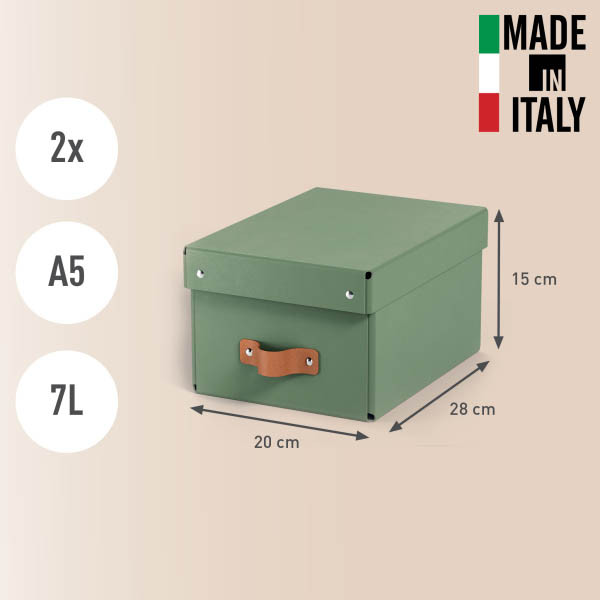 Leitz Puro kleine opbergdoos karton met leren handvaten groen (2 stuks) 213446 - 2