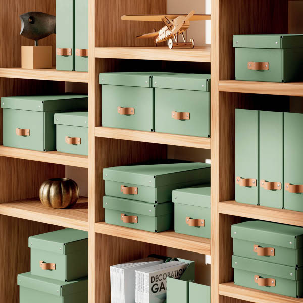 Leitz Puro kleine opbergdoos karton met leren handvaten groen (2 stuks) 213446 - 3