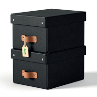 Leitz Puro kleine opbergdoos karton met leren handvaten zwart (2 stuks)