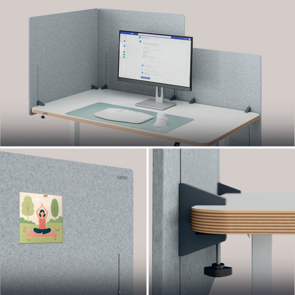 Leitz in hoogte verstelbare bureauscherm 60 x 70 grijs 243787 - 3