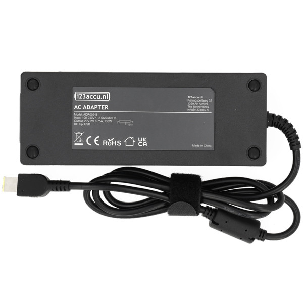 Lenovo 135W Square tip adapter (20 V, 6.75 A, 135 W, 123accu huismerk) 00HM670 00HM671 00HM686 00HM687 00HM688 ADR00246 - 2