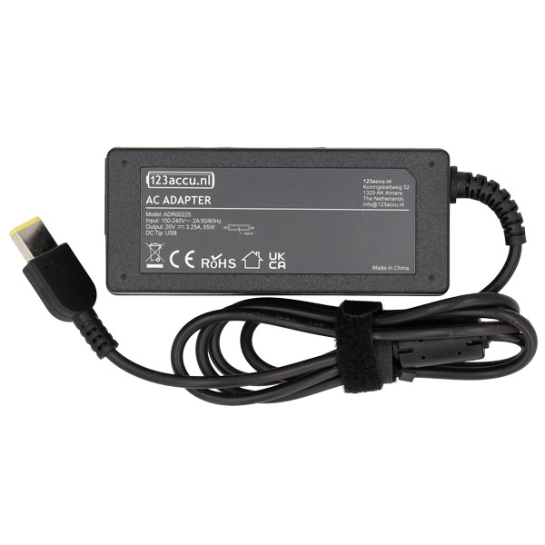 Lenovo 65W Square tip adapter (20 V, 3.25 A, 65 W, 123accu huismerk) 01FR039 01FR050 0A36258 0A36262 0A36264 ADR00225 - 2