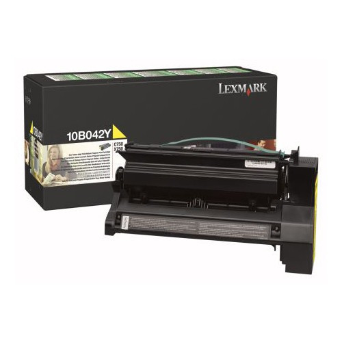 Lexmark 10B042Y toner geel hoge capaciteit (origineel) 10B042Y 034300 - 1