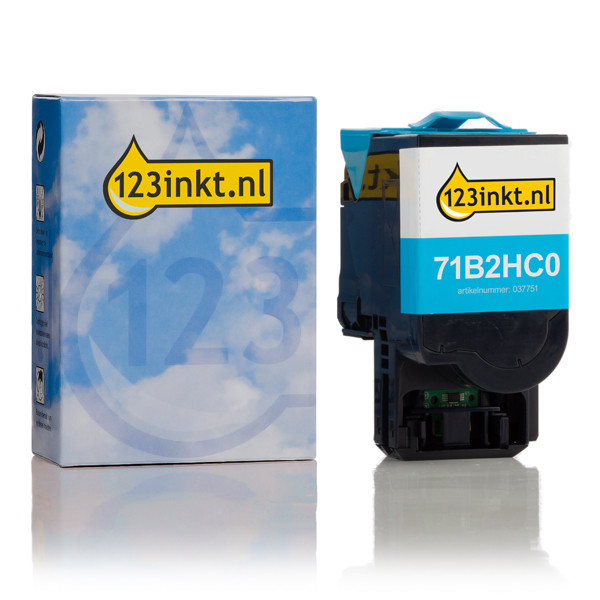 Lexmark 71B2HC0 toner cyaan hoge capaciteit (123inkt huismerk) 71B2HC0C 037751 - 1