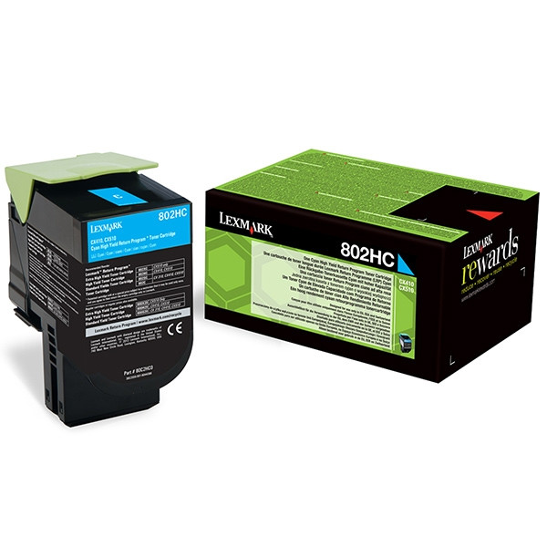 Lexmark 802HC (80C2HC0) toner cyaan hoge capaciteit (origineel) 80C2HC0 037294 - 1