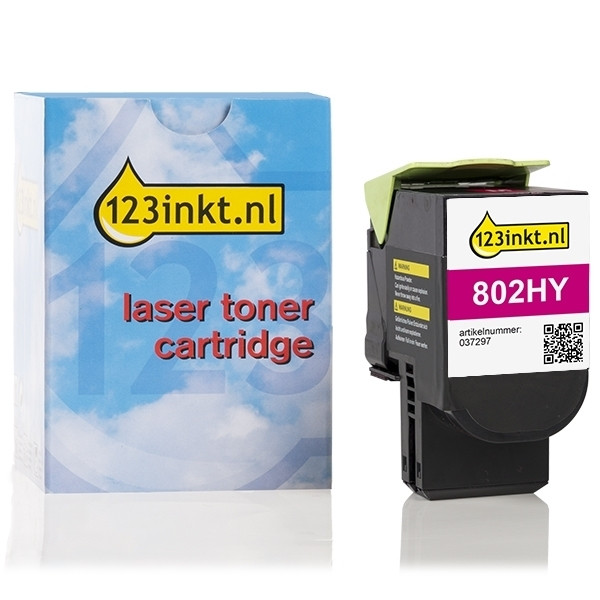 Lexmark 802HM (80C2HM0) toner magenta hoge capaciteit (123inkt huismerk) 80C2HM0C 037297 - 1