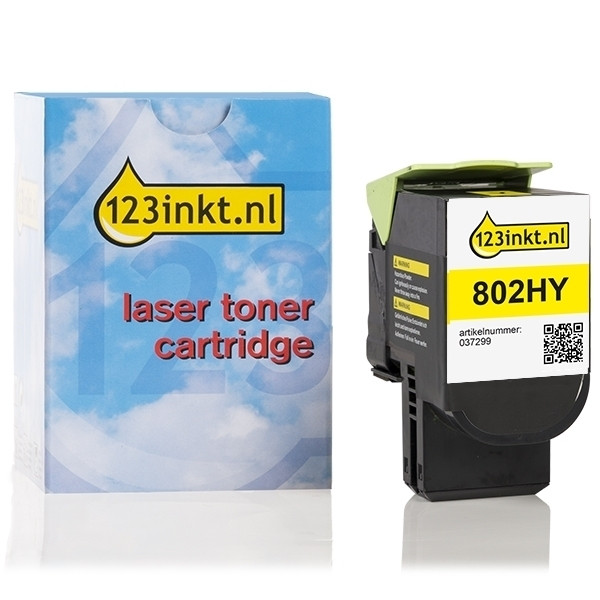 Lexmark 802HY (80C2HY0) toner geel hoge capaciteit (123inkt huismerk) 80C2HY0C 037299 - 1