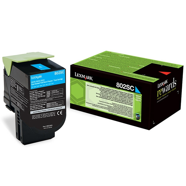 Lexmark 802SC (80C2SC0) toner cyaan (origineel) 80C2SC0 037286 - 1