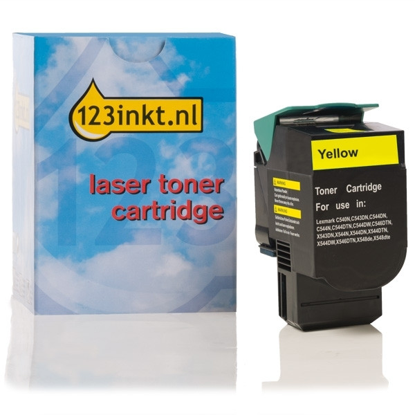 Lexmark C540H1YG toner geel hoge capaciteit (123inkt huismerk) C540H1YGC 037023 - 1