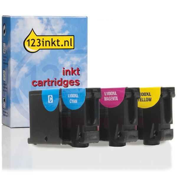 Lexmark Nr.100XL (14N0850) multipack C/M/Y (123inkt huismerk) 14N0850C 040437 - 1