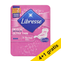 Aanbieding: 5x Libresse Ultra Thin maandverband met vleugels normal (14 stuks)