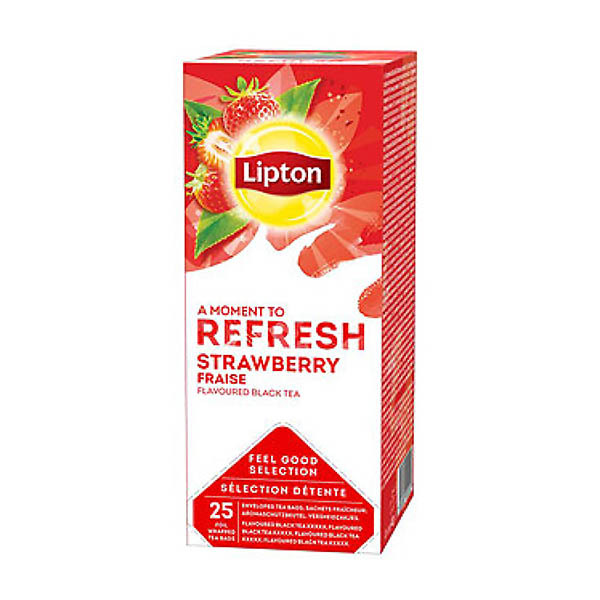 Lipton FGS Zwarte Thee Aardbei (6 x 25 stuks) 74810 423405 - 1