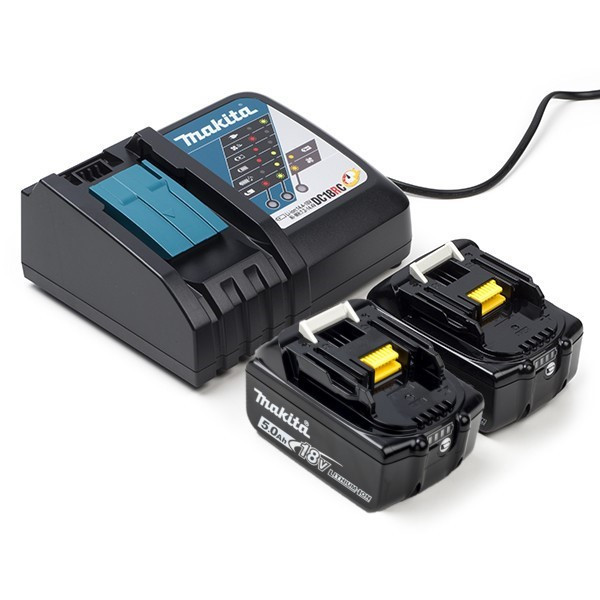 Startset: 2x Makita BL1850B / 18V LXT accu's + lader (18 V, 5.0 Ah, origineel) AMA00544 - 1