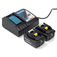Startset: 2x Makita BL1860B / 18V LXT accu's + lader (18 V, 6.0 Ah, origineel) AMA00512