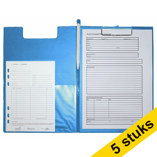 Aanbieding: 5x Maul klembord met omslag lichtblauw A4 staand 402469 - 1
