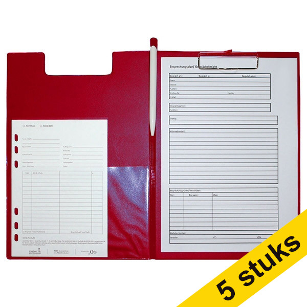 Aanbieding: 5x Maul klembord met omslag rood A4 staand 402470 - 1