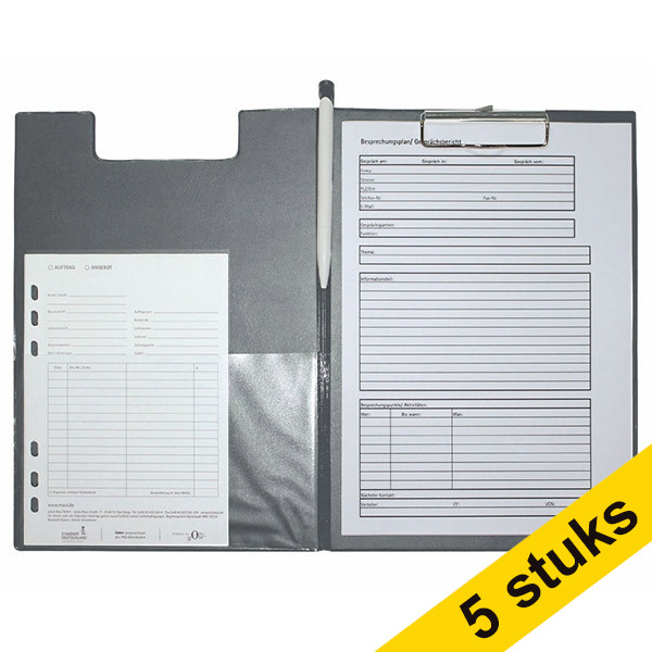 Aanbieding: 5x Maul klembord met omslag zilver A4 staand 402467 - 1