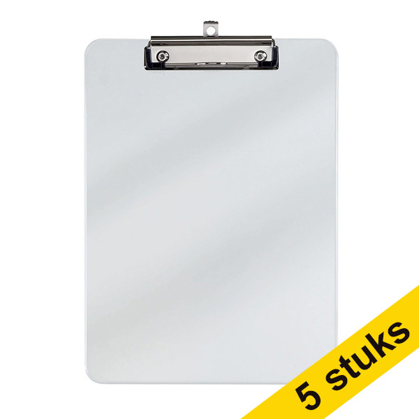 Aanbieding: 5x Maul kunststof klembord transparant A4 staand 402450 - 1