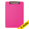 Aanbieding: 5x Maul kunststof klembord transparant neonroze A4 staand 402447 - 1