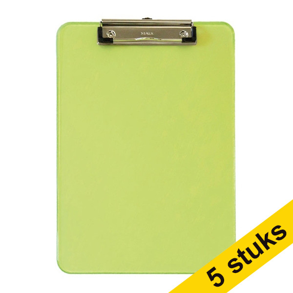 Aanbieding: 5x Maul neon klembord transparant groen A4 staand 402455 - 1