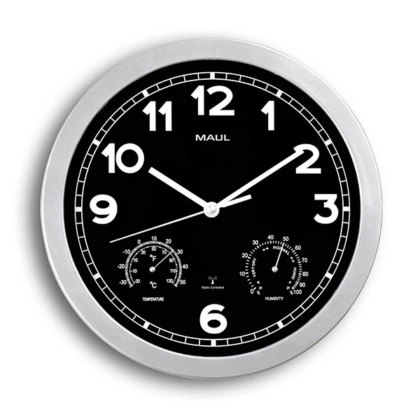 Maul Drive radiogestuurde kunststof wandklok grijs met zwarte wijzerplaat (Ø 30 cm) 9059095 402495 - 1