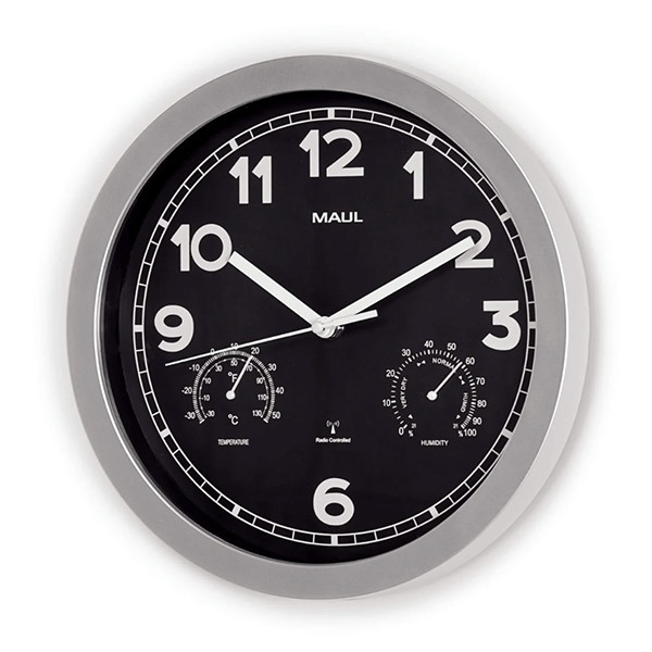 Maul Drive radiogestuurde kunststof wandklok grijs met zwarte wijzerplaat (Ø 30 cm) 9059095 402495 - 2