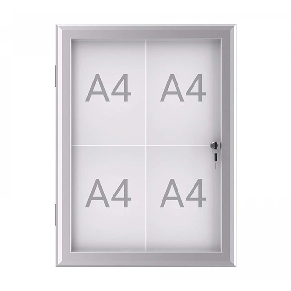 Maul Excite buiten-/binnenvitrine 4 x A4 aluminium 6653408 402388 - 1
