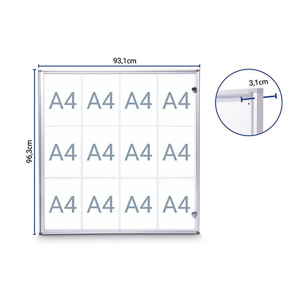 Maul Extraslim binnenvitrine 12 x A4 aluminium 354880 - 4