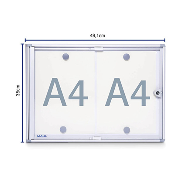 Maul Extraslim binnenvitrine 2 x A4 aluminium 6820208 402392 - 1