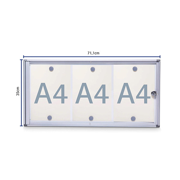 Maul Extraslim binnenvitrine 3 x A4 aluminium 6820308 402393 - 1