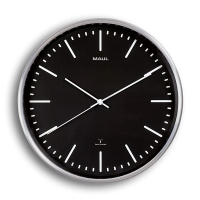 Maul Fly radiogestuurde aluminium wandklok zilvergrijs met zwarte wijzerplaat (Ø 30,5 cm) 9063490 402518