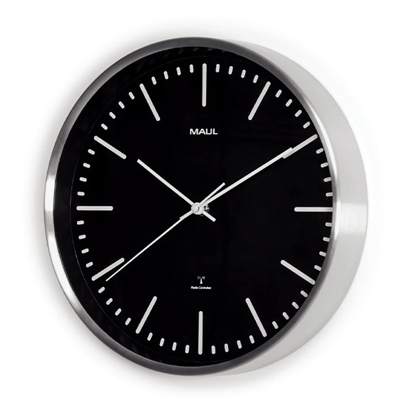 Maul Fly radiogestuurde aluminium wandklok zilvergrijs met zwarte wijzerplaat (Ø 30,5 cm) 9063490 402518 - 2
