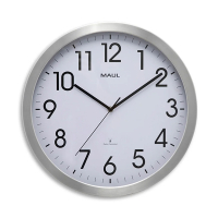 Maul Move radiogestuurde aluminium wandklok zilvergrijs met witte wijzerplaat (Ø 40 cm) 9063108 402493