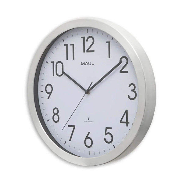 Maul Move radiogestuurde aluminium wandklok zilvergrijs met witte wijzerplaat (Ø 40 cm) 9063108 402493 - 2