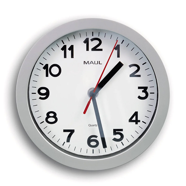 Maul Step kunststof wandklok grijs met witte wijzerplaat (Ø 20 cm) 9052995 402496 - 1