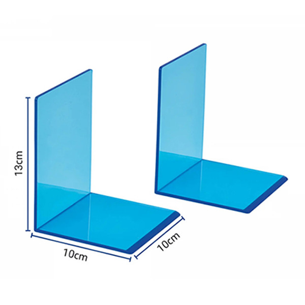 Maul acryl boekensteunen neonblauw transparant 13 x 10 x 10 cm (2 stuks) 3513631 402341 - 3