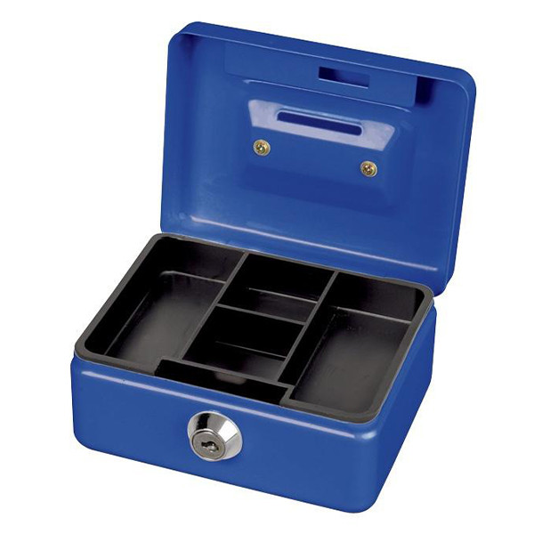 Maul stalen geldkist blauw met muntgleuf (12,5 x 10,5 x 6 cm) 402236 - 1