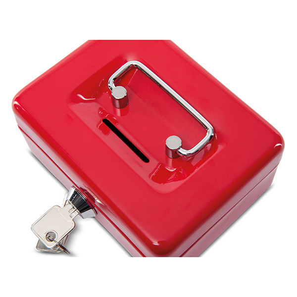 Maul stalen geldkist rood met muntgleuf (12,5 x 10,5 x 6 cm) 402235 - 4