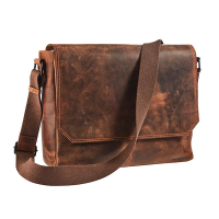 Maverick lederen schoudertas met laptopvak 14 inch 229902