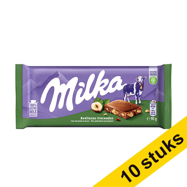 Aanbieding: 10x Milka Gebroken Noot chocoladereep 90 gram 137199 - 1