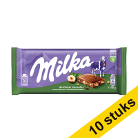 Aanbieding: 10x Milka Gebroken Noot chocoladereep 90 gram