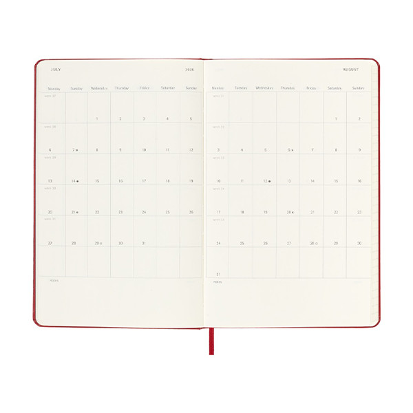 Moleskine large 18 maanden weekagenda 2025/2026 hardcover scharlaken rood DHF218WN3Y26 262538 - 4