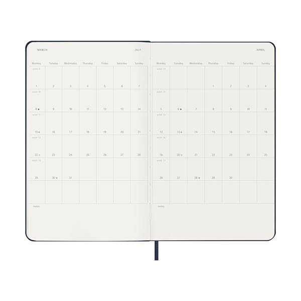 Moleskine large 18 maanden weekagenda 2026-2027 hardcover saffier blauw EN 440039 - 4