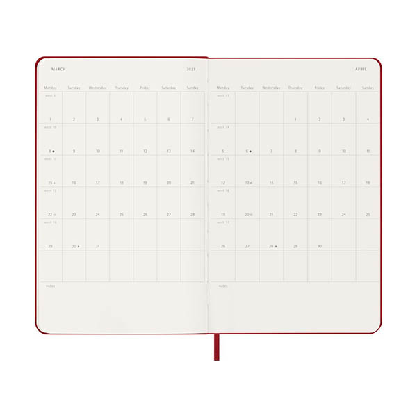 Moleskine large 18 maanden weekagenda 2026-2027 hardcover scharlaken rood EN 440038 - 4