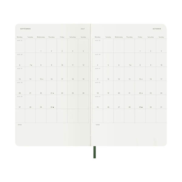 Moleskine large 18 maanden weekagenda 2026-2027 softcover mirte groen EN 440044 - 4