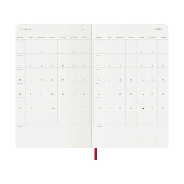 Moleskine large 18 maanden weekagenda 2026-2027 softcover scharlaken rood EN 440042 - 4