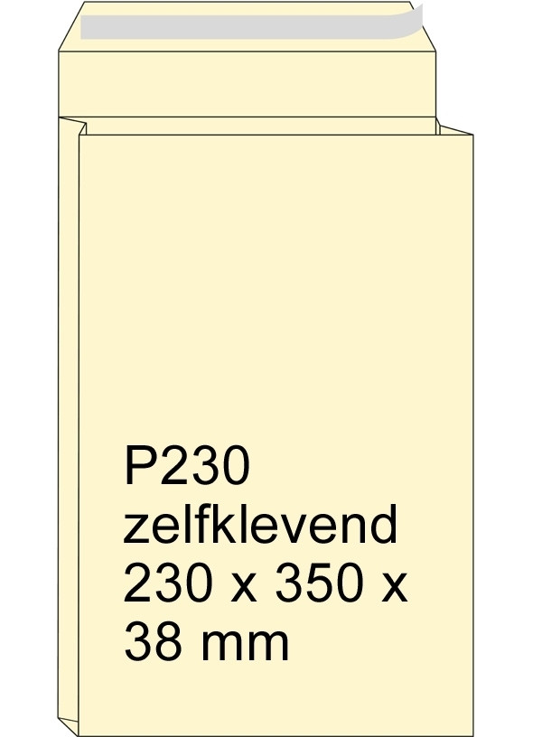 Monsterzak crème 230 x 350 x 38 mm - P230 zelfklevend (125 stuks) 309802 209094 - 1