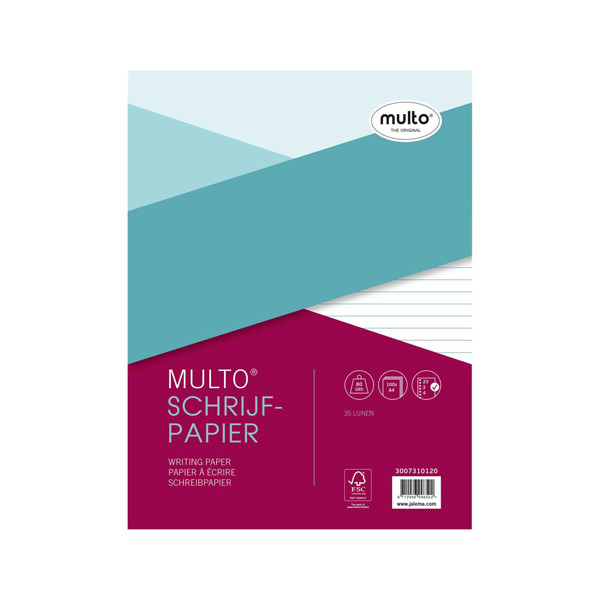 Multo ringbandpapier A4 gelinieerd 80 grams 100 vel (23-rings) 3007310120 205672 - 1